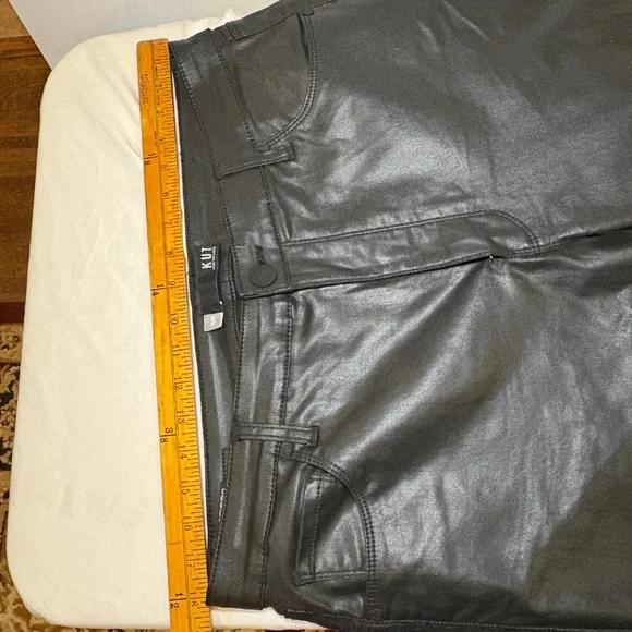 Kut From The Kloth Womens Size 16 W High Rise Fab Ab Flare Faux Black Leather - Picture 13 of 13